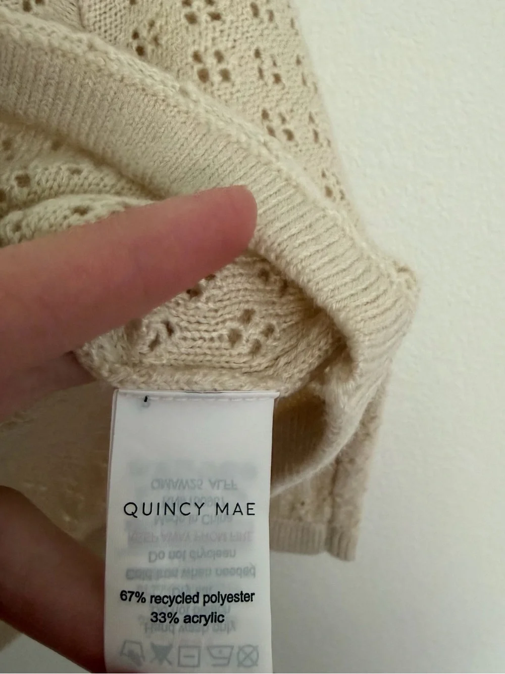 Quincy Mae Openwork Knit Baby Cardigan - Beige 12-18 months NWOT